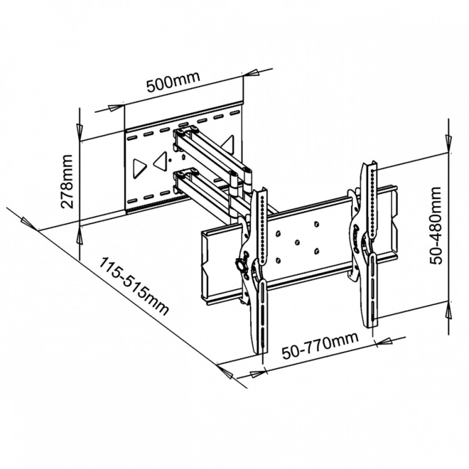 Muurbeugel voor TV 32-100 inch, zwart metaal, draagvermogen 100 kg