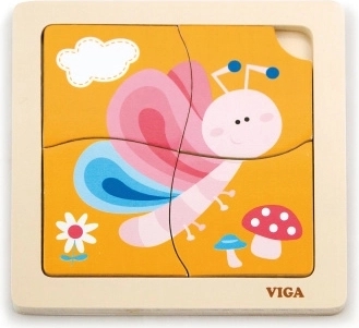 Houten puzzel vlinder 4 stukjes VIGA