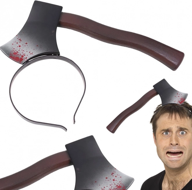 Halloween hoofdband met bijl door het hoofd