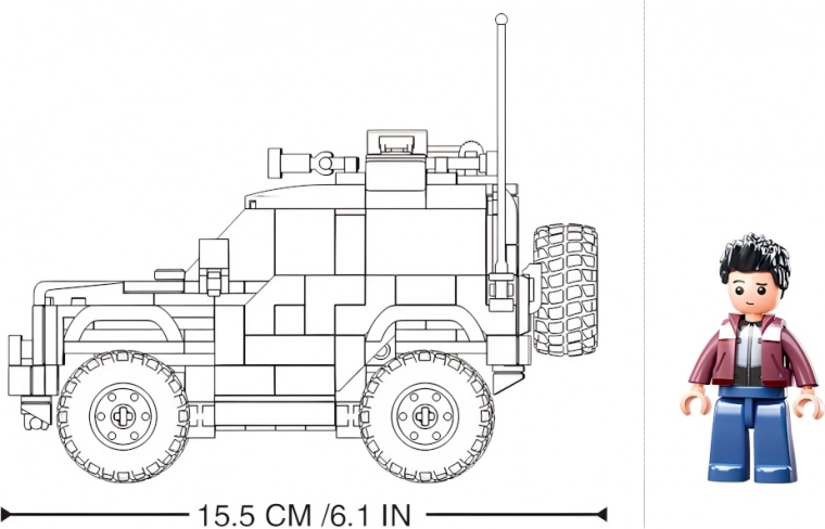 Overzichtelijke afmetingen en minifiguur in de doos