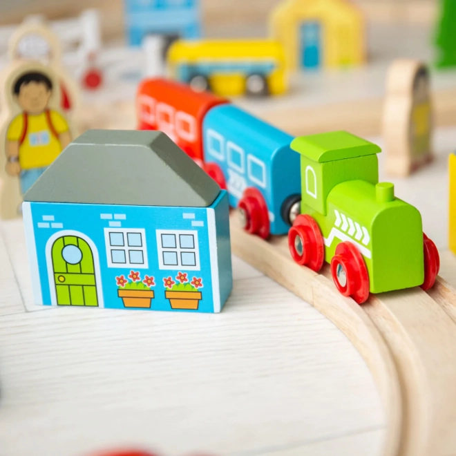 Bigjigs Rail Houten Treinset stad en dorp 101 stukken
