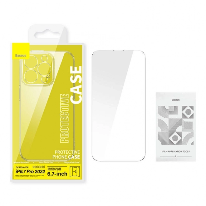 Baseus Crystal transparante magnetische hoes en gehard glas voor iPhone 14 Pro Max