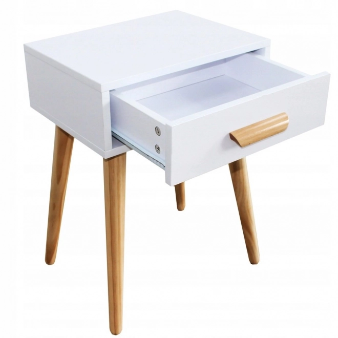 Moderne nachtkastje, witte salontafel