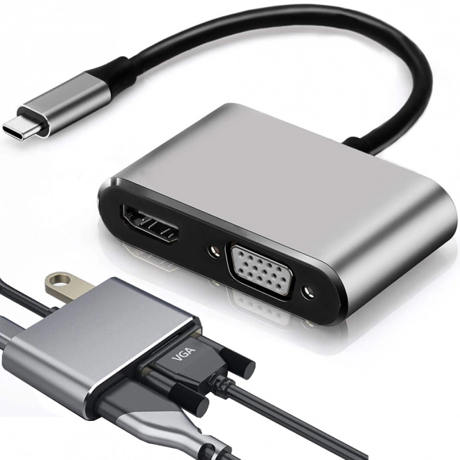 Adapter USB-C HDMI 4K VGA Hub met Power Delivery