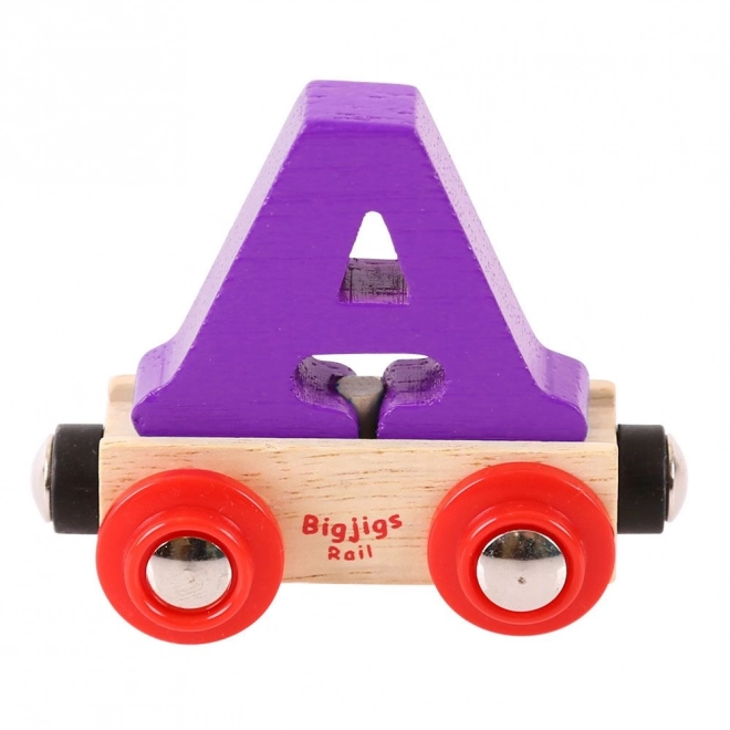 Houten wagon voor treinbaan met letter A