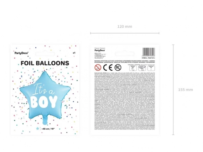 Folieballon ster "It's a boy" blauw 48 cm