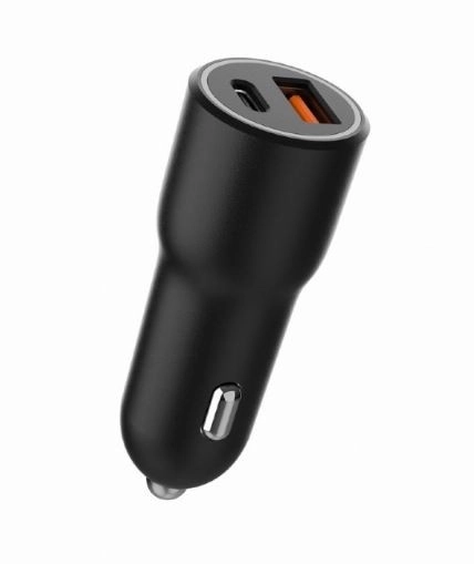 Snelle zwarte USB-A/USB-C autolader 38W PD