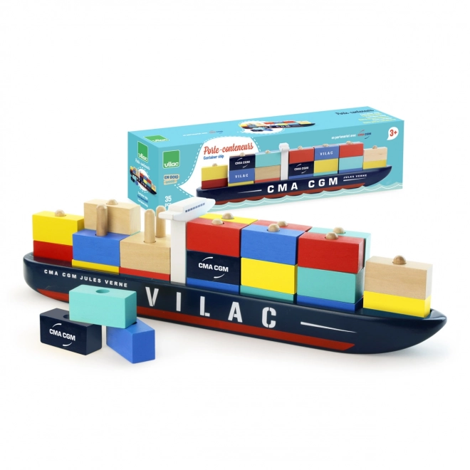 Vilac Houten bouwpakket containerschip CMA CGM Jules Verne