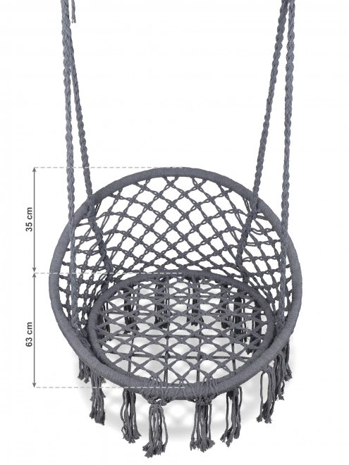 Hangende stoel Boho met kussen, tuin schommel, grijs
