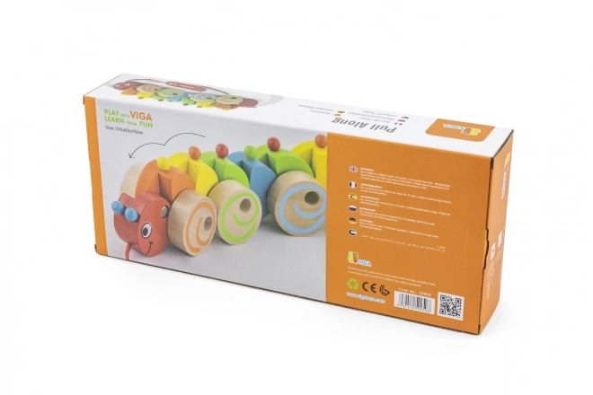 Houten trekfiguur rups