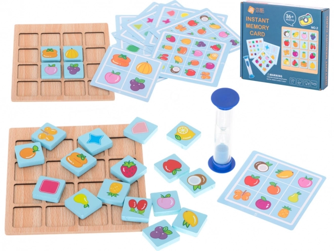 Houten puzzel memory spel fruit en vormen