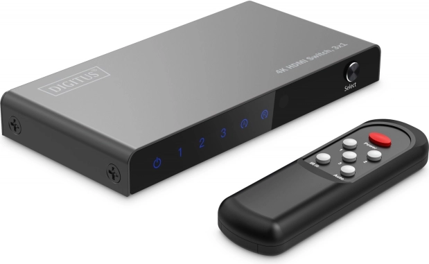 4K HDMI-schakelaar 3x1 met afstandsbediening, 60 Hz, zwart