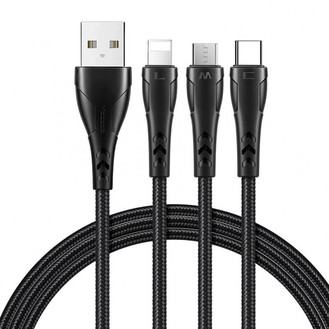 Kabel 3in1 USB naar USB-C / Lightning / Micro USB, Mcdodo CA-6960, 1,2 m (zwart)
