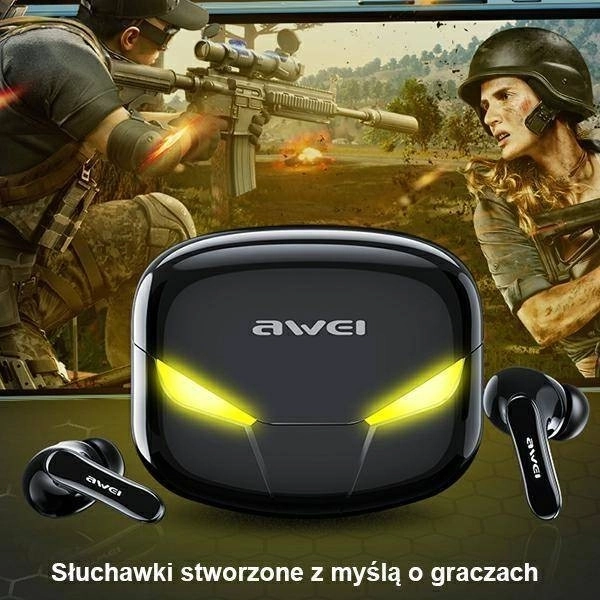 Draadloze oordopjes Awei T35 met oplaadstation voor gamers zwart