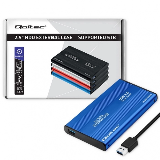 Extern harddisk/SSD-behuizing 2.5" SATA3 USB 3.0 Blauw