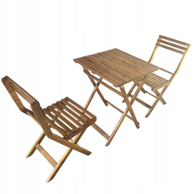 Houten tuinmeubelset van acaciahout – tafel en 2 stoelen