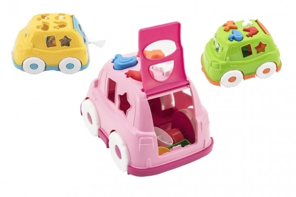 Auto inlegspeelgoed plastic 24x17cm met mogelijkheid tot 3 kleuren - in net, 12m+