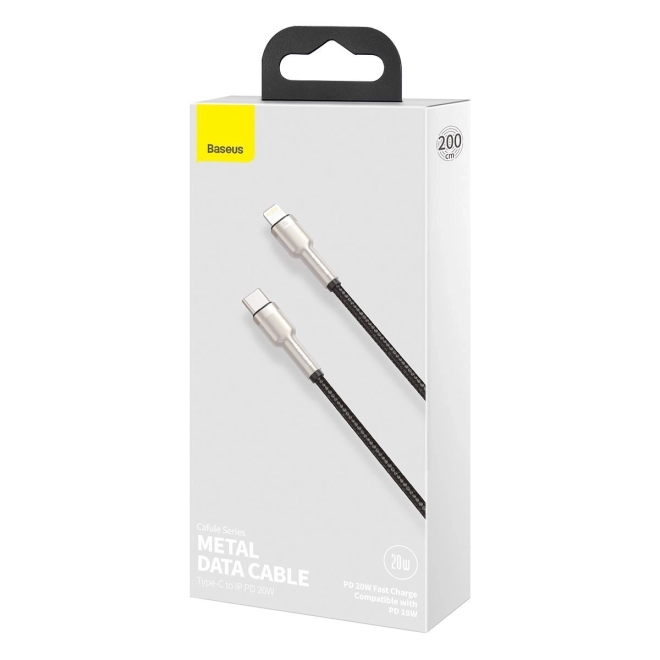 Baseus USB-C naar Lightning kabel Cafule 20W, 2m zwart