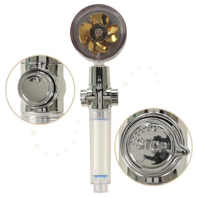 Douchekop met gouden turbine