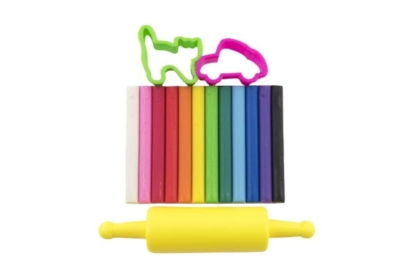 Modeline/Plasticine NARA 100g 12st met 2 uitstekers en een roller op kaart 18,5x26cm
