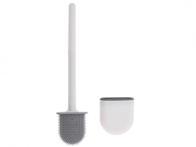 Witte siliconen WC-borstel met houder