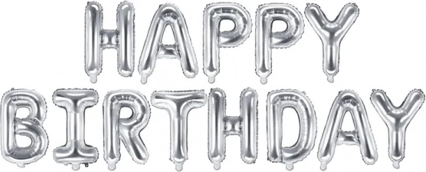 Folieballonnen Happy Birthday – Zilver