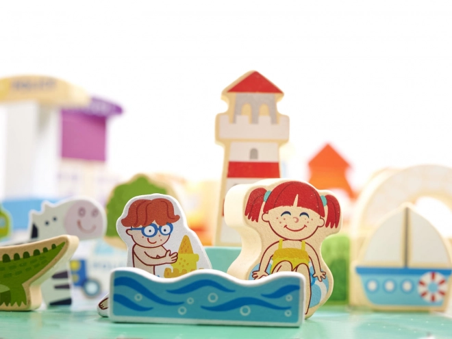 Houten educatieve stedenbouwkundige puzzel 120 stukjes