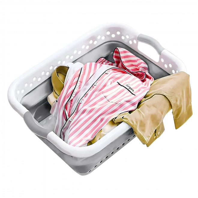 Opvouwbare wasmand siliconen kom wit-grijs 20 l van ModernHome