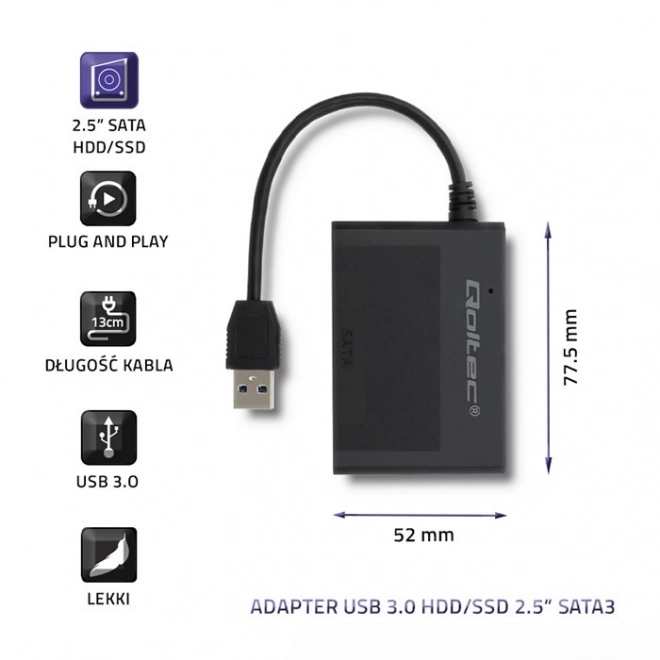 Adapter USB 3.0 voor HDD/SSD schijven 2.5 inch SATA3