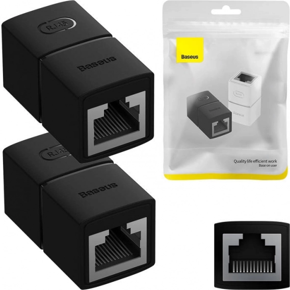 Netwerk RJ45-connector BASEUS AirJoy, 2 stuks, zwart