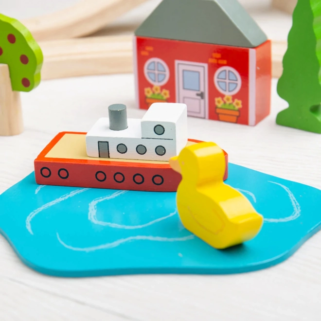 Bigjigs Rail Houten Treinset stad en dorp 101 stukken