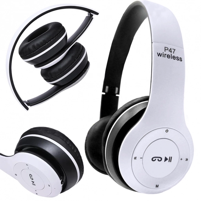 Draadloze hoofdtelefoon p47 bluetooth microfoon mp3 – Bílé