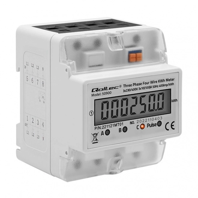 Drietraps elektronische elektriciteitsmeter | DIN-rail | 400V | LCD | 4P