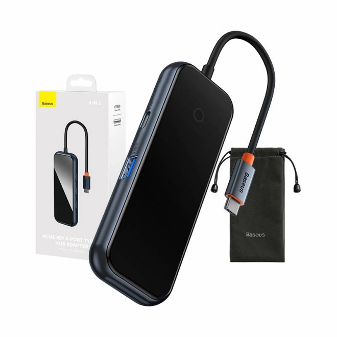 Baseus Hub USB-C naar 4x USB 3.0 donkergrijs