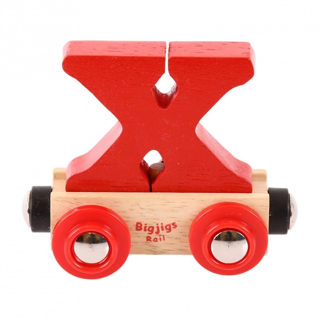 Houten wagon met letter X - Bigjigs Rail