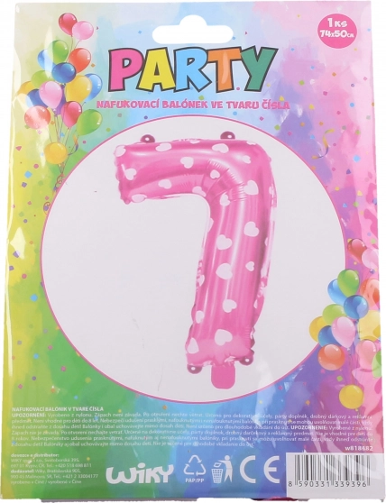 Opblaasbare ballon nummer 1 met hartjes – Růžový