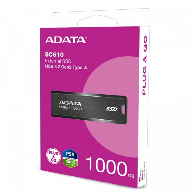 Externe SSD-schijf ADATA SC610 1000GB USB3.2 Gen2 zwart
