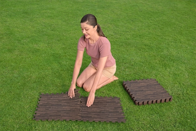 Schuim onderlegger voor tuinzwembad 50 x 50 cm Bestway houtimitatie - 12 stuks