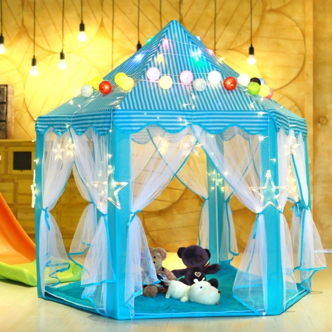 Hexagonale kinder tent voor binnen- en buitengebruik - blauw