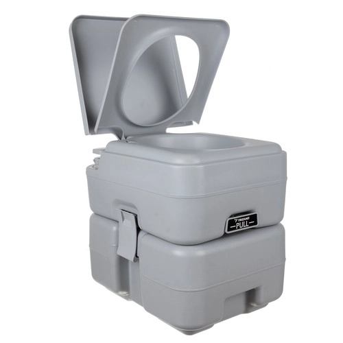 Trizand 24498 Draagbaar campingtoilet 20 + 12 l, grijs