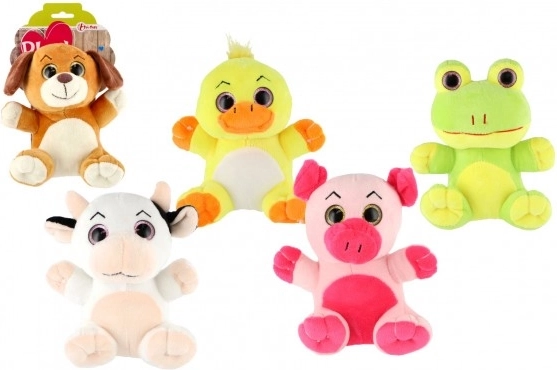 Pluche dier groot ogen 18 cm op kaart