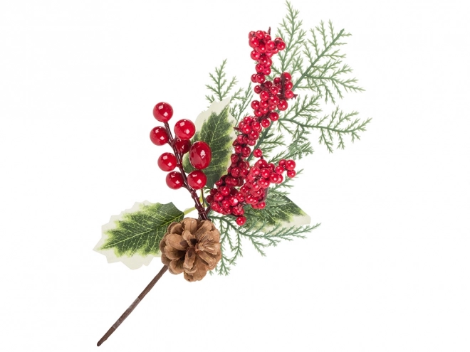 Kersttafeldecoratie met lijsterbes en dennenappel