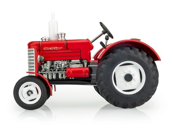 Traktor Zetor 50 Super rood met sleutelaandrijving metaal 15cm 1:25 in doos Kovap