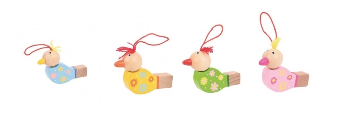 Houten fluit vogeltje 1st geel