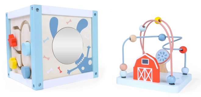 Houten blok sorteerkubus met blokken Ecotoys
