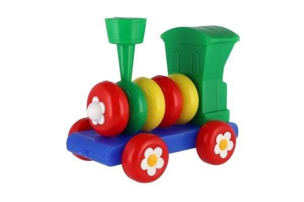 gekleurde plastic trein voor kinderen met ringen