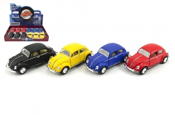 Auto Kinsmart VW Klassieke Kever metaal/kunststof 13cm met terugtrekmechanisme 4 kleuren 12st in doos