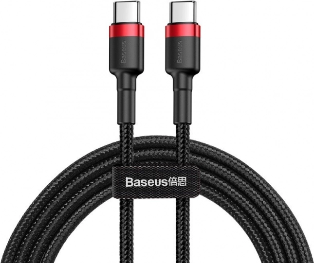 USB‑C‑kabel Baseus Cafule 60 W, PD 2.0 / QC 3.0, 2 m, zwart‑rood