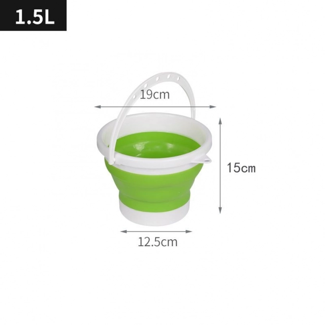 Siliconen opvouwbare emmer 1,5 l - groen en wit