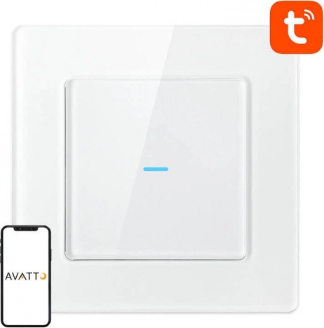 Slimme wifi-aanraaklichtschakelaar Avatto, 1 knop, wit